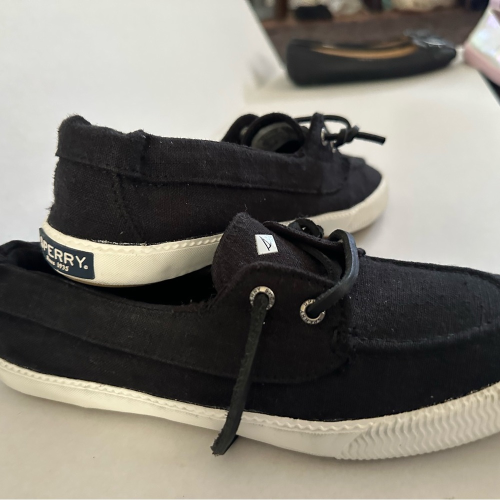 Sperry Black Canvas Loafers. Great condition.